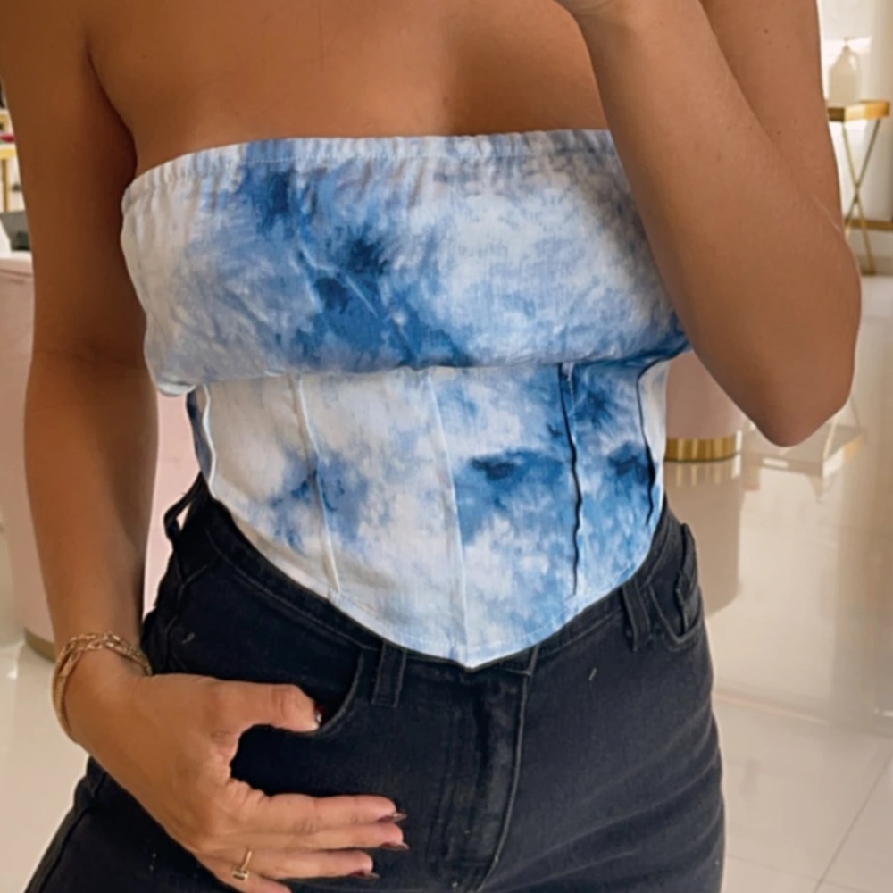 Cotton Candy LA TD Bandana Top - blue tie dye